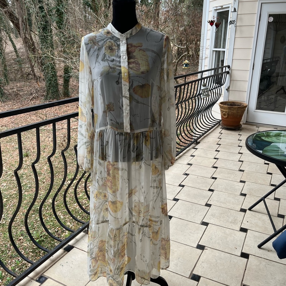 Floral Sheer Long Sleeve Dress by H&M